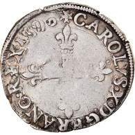 Monnaie, France, Charles X, 1/4 Ecu, 1590, Nantes, TTB, Argent, Sombart:4670 - 1589-1610 Henri IV Le Vert-Galant