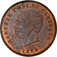 Monnaie, Cambodge, Norodom I, 10 Centimes, 1860, SPL, Bronze, KM:M3, Lecompte:23 - Cambodge