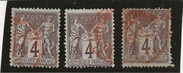 TYPE SAGE N° 88 OBLITERATION ROUGE CACHET A DATE DES IMPRIMES -3 EXEMPLAIRES TB -ANNEE 1877 -COTE : 30 € - 1876-1878 Sage (Tipo I)