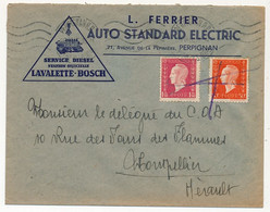 FRANCE - Env. En-tête "L.FERRIER Auto Standard Electric - Perpignan" 1945 Affr. Dulac - Automovilismo