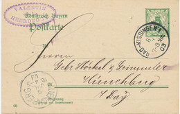 BAYERN ORTSSTEMPEL BAD-KISSINGEN 1 1903 5 Pf Rauten-GA Nach MÜNCHBERG - Postal  Stationery