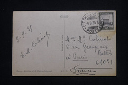 VATICAN - Affranchissement Du Vatican Sur Carte Postale En 1935 Pour Paris - L 101854 - Brieven En Documenten