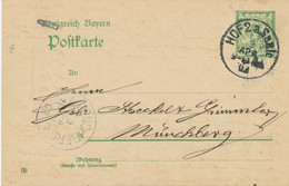BAYERN ORTSSTEMPEL HOF 2 A. Saale 1 K1 1903 Auf 5 Pf Rauten-GA - Postal  Stationery