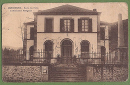 CPA Rare - VOSGES - CORNIMONT - ÉCOLE DE FILLES ET MONUMENT PETITGENET - édition P. Marion Libraire - Cornimont