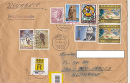 8629FM- HOUSE, BIRD, KING, MONUMENT, STAINED GLASS, PAINTING, STAMPS ON REGISTERED COVER, 1995, LUXEMBOURG - Storia Postale