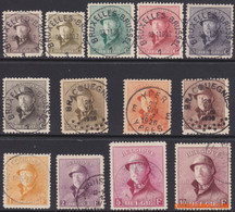 België 1919 - Mi:145/158, Yv:165/178, OBP:165/178, Stamp - O - Albert I With Helmet - 1919-1920 Trench Helmet