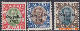 Ijsland 1931 - Mi:147/149, Yv:PA 9/11, Airmail Stamps - XX - Zeppelin - Luftpost