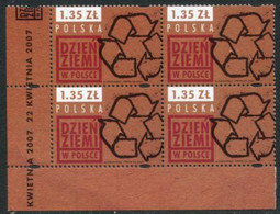 POLAND 2007 Day Of Planet Earth Block Of 4 MNH / **.  Michel 4307 - Ongebruikt