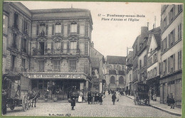 CPA - VAL DE MARNE - FONTENAY SOUS BOIS - PLACE D'ARMES ET DE L'ÉGLISE - Belle Animation, Café-restaurant De La Mairie - Fontenay Sous Bois