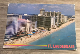 POSTCARD: FLORIDA FORT LAUDERDALE OCEAN MILE BEACHES HOME HOLIDAY Used With USA Stamps - Fort Lauderdale