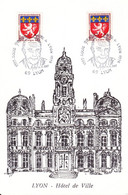 SOUVENIR PHILATELIQUE/ LYON 69 / LOUIS PRADEL MAIRE DE LYON / HÔTEL DE VILLE / TP N° 1181 + N° 2239 / 14.04.1987 - Briefe U. Dokumente