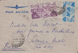 COTE DES SOMALIS - DJIBOUTI - LETTRE AVION POUR LA FRANCE - LE 13 NOVEMBRE 1946 - AFFRANCHISSEMENT PA 20F ET 10F SERIE D - Lettres & Documents