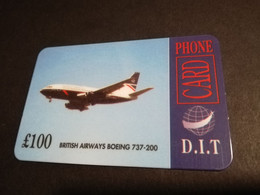 GREAT BRITAIN   100 POUND  AIR PLANES    DIT PHONECARD    PREPAID CARD      **5912** - [10] Collections