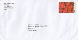 GOOD CUBA Postal Cover To ESTONIA 2021 - Good Stamped: Flowers - Lettres & Documents