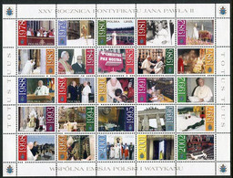POLAND 2003 25th Anniversary Of Pontificate Sheetlet  MNH / **.  Michel 4018-42 Kb - Unused Stamps