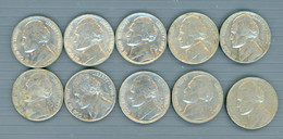 °°° Usa N.427 - Lotto Di 10 Five Cents Varie Date Circolate °°° - Lotes Mixtos