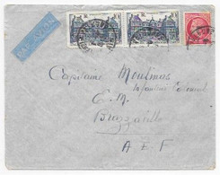 FRANCE 2x 10F Palais Luxembourg Et 1F Cérès MAZELIN OBL Valbonne Ain S/L PAR AVION Pour BRAZZAVILLE AEF - 1945-47 Ceres Of Mazelin