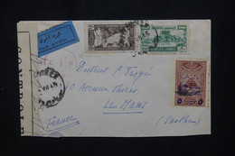 LIBAN - Enveloppe De Beyrouth Pour La France En 1945 Avec Contrôle Postal, Affranchissement Avec Surchargé - L 102344 - Storia Postale