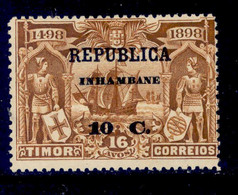 ! ! Inhambane - 1913 Vasco Gama On Timor 10 C - Af. 69 - MH - Inhambane