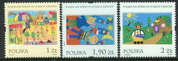 POLAND 2001 Children's Drawings MNH / **.  Michel 3921-23 - Unused Stamps