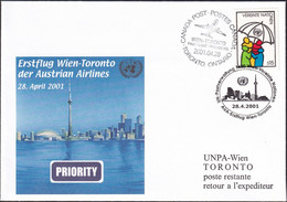 UNO WIEN 2001 Erstflug Wien - Toronto Brief - Brieven En Documenten