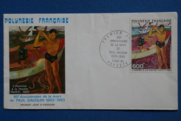 X17  POLYNESIE FRANCE BELLE LETTRE   1983    PREMIER JOUR PAPEETE  POSTE AERIENNE TOUR  N 174 . 600F+ AFFRANCH. PLAISANT - Covers & Documents