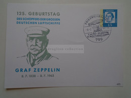 D182241 Deutschland  Postkarte - 1963 Ganzsache  Postal Stationery -cancel Friedrichshafen - 125. Geb. GRAF ZEPPELIN - Postales Privados - Usados