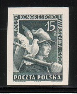 POLAND SLANIA 1950 RARE 1ST STAMP BLACK PROOF !!! 1st POLISH PEACE CONGRESS BIRDS DOVE - Prove & Ristampe