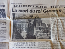 1936 LE PROGRES :  La Mort Du Roi GEORGE V ; La Vie Du Roi GEORGE V ; La Nation Britannique En Deuil  ; Etc - Testi Generali