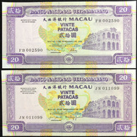 MACAU, MACAO - 1996+1999 BANCO NACIONAL ULTRAMARINO 20 PATACAS UNC - Macau