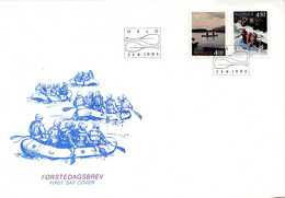 NORVEGE. N°1080-1 Sur Enveloppe 1er Jour De 1993. Norden'93/Rafting. - Rafting
