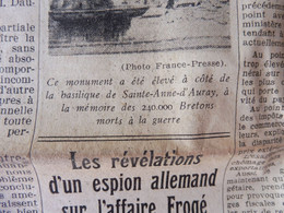 1934 L'AMI DU PEUPLE : Sainte-Anne-d'Auray Aux 240000 Bretons De La Guerre ; Affaire Frogé ; La Petite-Roquette; Etc - Allgemeine Literatur