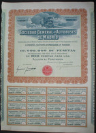 Soc. General De Autobuses De Madrid 100 Ptas. 1922 - Automobil