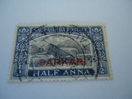 SORUTH INDIA STATES USED STAMPS LIONS   OVERPRINT SARKARI WITH POSTMARK 1939 - Soruth