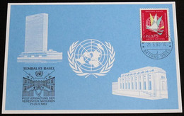 UNO GENF 1983 Mi-Nr. 123 Blaue Karte - Blue Card Mit Erinnerungsstempel TEMBAL 83 BASEL - Lettres & Documents