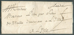 LAC (manuscrit) Des Flandres Du 6 Juin 1712 Vers Lille; Port '5'.  Rare - Verso Décompte 8-2.  TB - 18516 - 1621-1713 (Paesi Bassi Spagnoli)