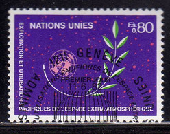UNITED NATIONS GENEVE GINEVRA GENEVA ONU UN UNO 1982 OUTER SPACE TECHNOLOGY SATELLITE 0.80fr USED OBLITERE' USATO - Oblitérés