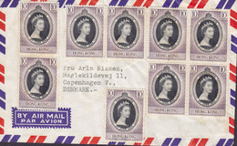 Hong Kong JOHN MANNERS & Co. HONG KONG (Unofficial) FDC 1953 Cover QEII. Coronation 13 Stamps Incl. 4-Block & 2x Pairs - Briefe U. Dokumente