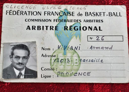 F.F.B -1975/97 Licence Arbitre Régional Basketball Document Historique-Carte Fédération Française Basket-ball-vignettes - Other & Unclassified