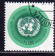 UNITED NATIONS GENEVE GINEVRA GENEVA SVIZZERA ONU UN UNO 1969 1970 EMBLEM EMBLEMA 1.00fr USED OBLITERE' - Used Stamps