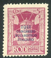 EGEO 1931 CONGRESSO EUCARISTICO ITALIANO  5 CENT. ** MNH - Aegean