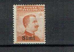 ITALY SIMI 1921-1922 Sassone 11 Without Watermark, Mint Hinged - Aegean (Simi)