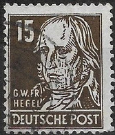 GERMANY 1948 Politicians, Artists And Scientists - 15pf - G. F. W. Hegel FU - Gebraucht