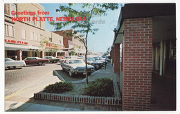 USA Greetings From North Platte, Nebraska - C1960s Town View And Vintage Cars Postcard - North Platte