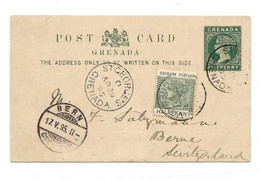 GRENADA E.P. Carte Postal Stationery Card ½p. Green On Light-cream + Tp ½p. Green, Cancelled St-GEORGES GRENADA AP.29 18 - Grenade (...-1974)
