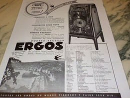 ANCIENNE PUBLICITE POSTES SECTEUR ERGOS FABRIQUES A NICE 1936 - Autres & Non Classés