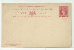 ST CHRISTOPHER E.P. Carte Postal Stationery Reply Card 1p. + 1p. Red On Cream, Mint.  Very Fresh.   Belle Fraîcheur.   T - St.Christopher, Nevis En Anguilla (...-1980)