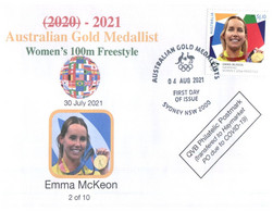 (WW 11 A) 2020 Tokyo Olympic Games - Swimming - Woman's 100m Freestlyle Gold (NEW Australia Post Stamp) Emma McKeon - Sommer 2020: Tokio