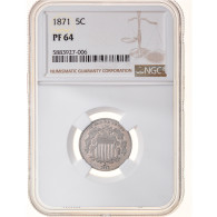Monnaie, États-Unis, Shield Nickel, 5 Cents, 1871, Philadelphie, Proof, NGC - 1866-83: Shield (Écusson)