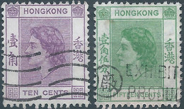 Great Britain-ENGLAND,Hong Kong,1954 Queen Elizabeth II, 10C & 15C Oblitérée - Usati